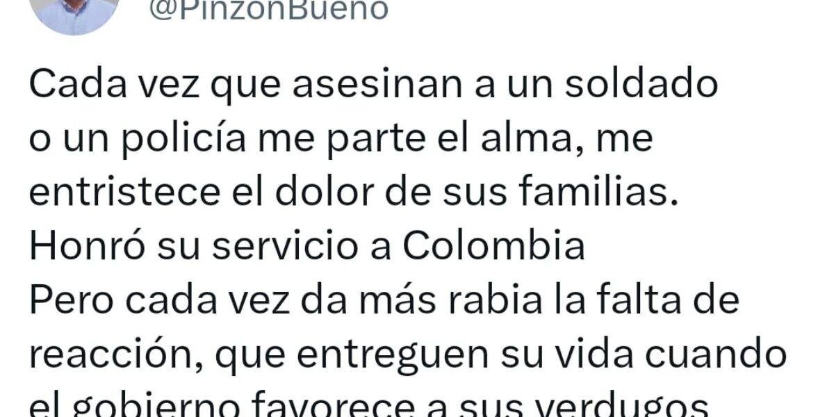 Juan Carlos Pinzón lamenta la muerte de uniformados en Morales, Cauca y lanza dura pulla al Gobierno: “favorece a sus verdugos”